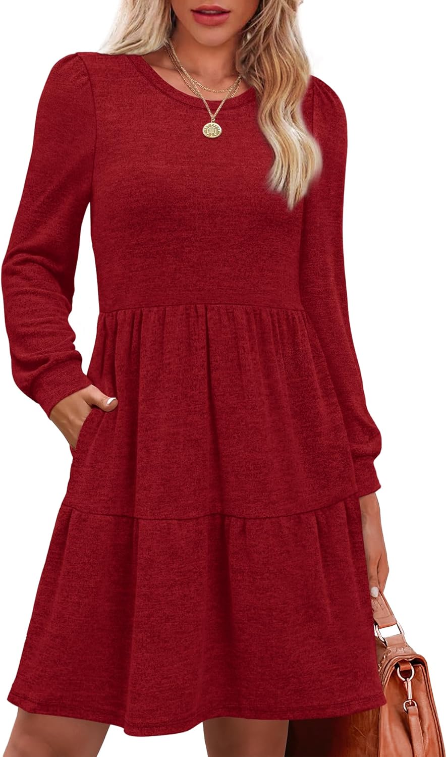 OFEEFAN Womens Long Sleeve Fall Dresses with Pockets for 2025