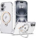 Clear Plating iPhone 16 Case with 360 Spin Magnetic Ring Stand - Clear