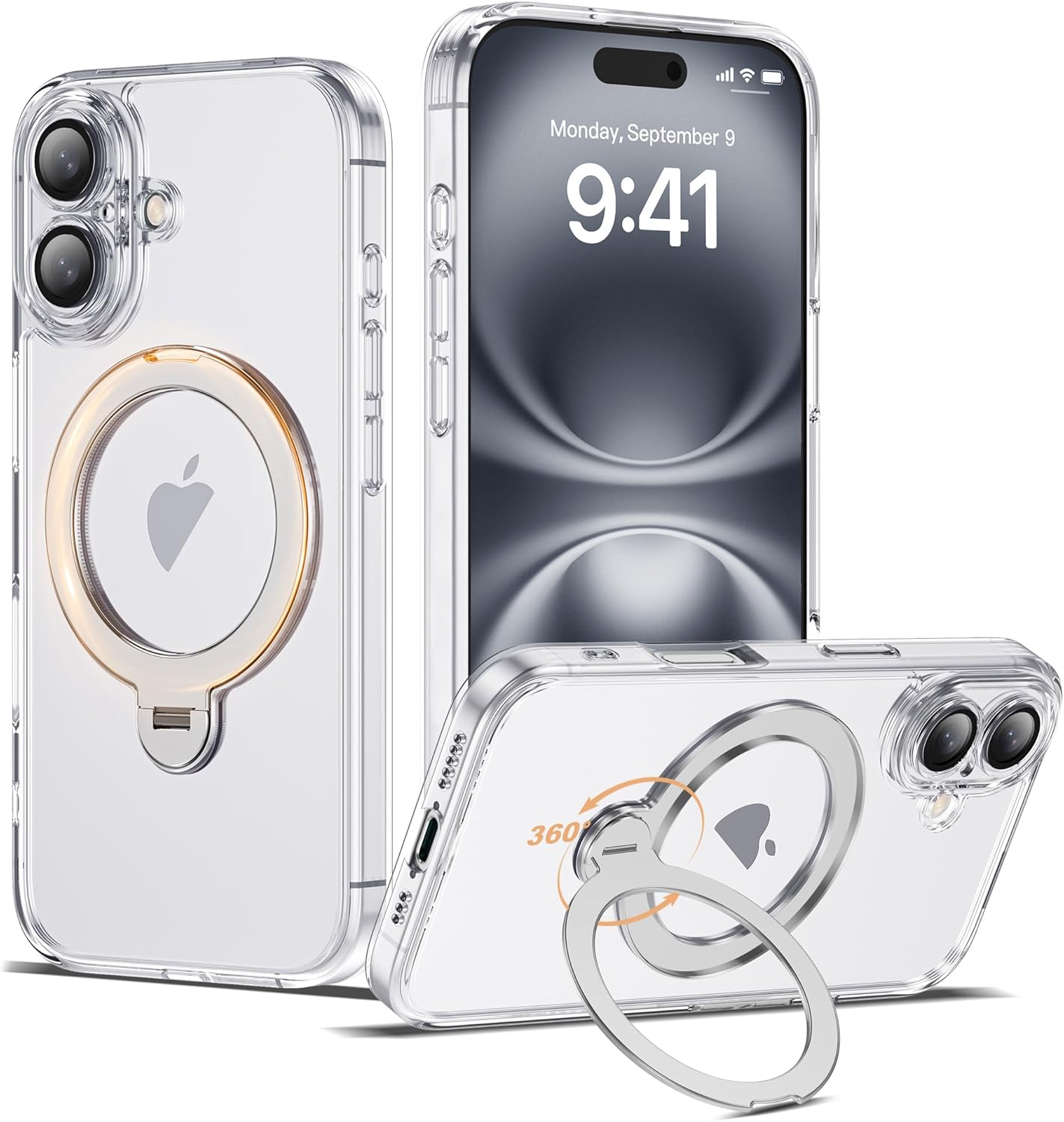 Compatible with iPhone 16 Case with 360 Spin Magnetic Stand