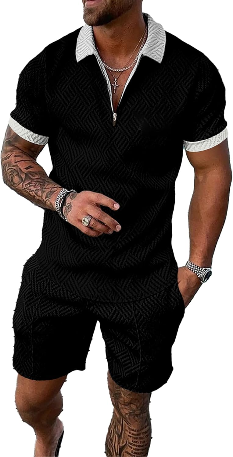 Men's Short Sets Outfits 2 Piece Summer Tracksuit for Comfort