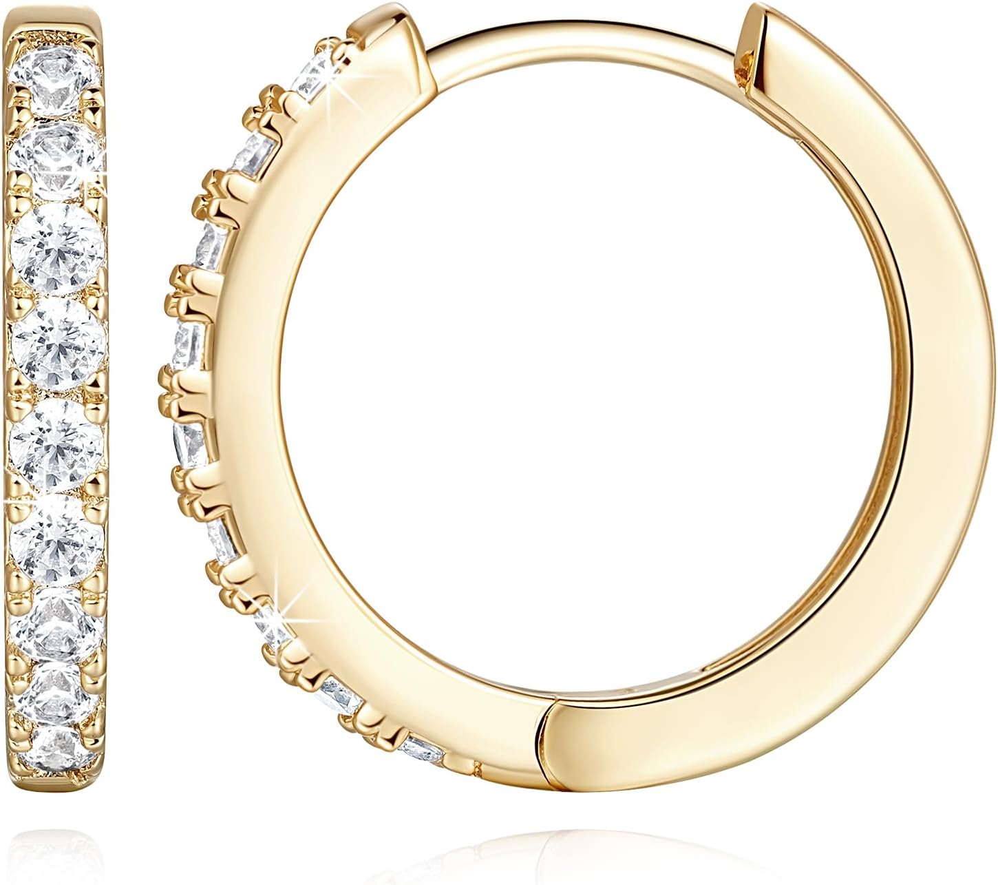 14K Gold Hoop Earrings for Women with Cubic Zirconia Sparkle