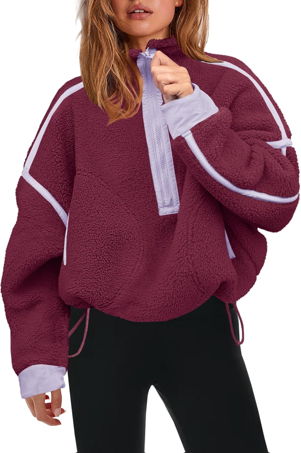 Panadila Womens Half Zip Sherpa Fleece Pullover for Cozy Style