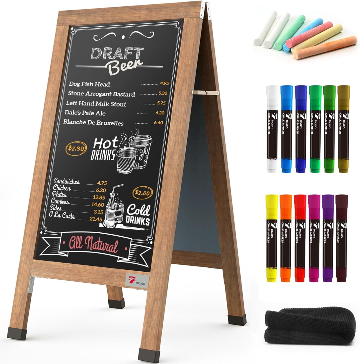 TOWON Large 40x20 Wooden A-Frame Chalkboard Sign for Events
