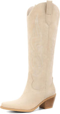 Pasuot Western Cowboy Boots for Women - Knee High Wide Calf Comfort 16