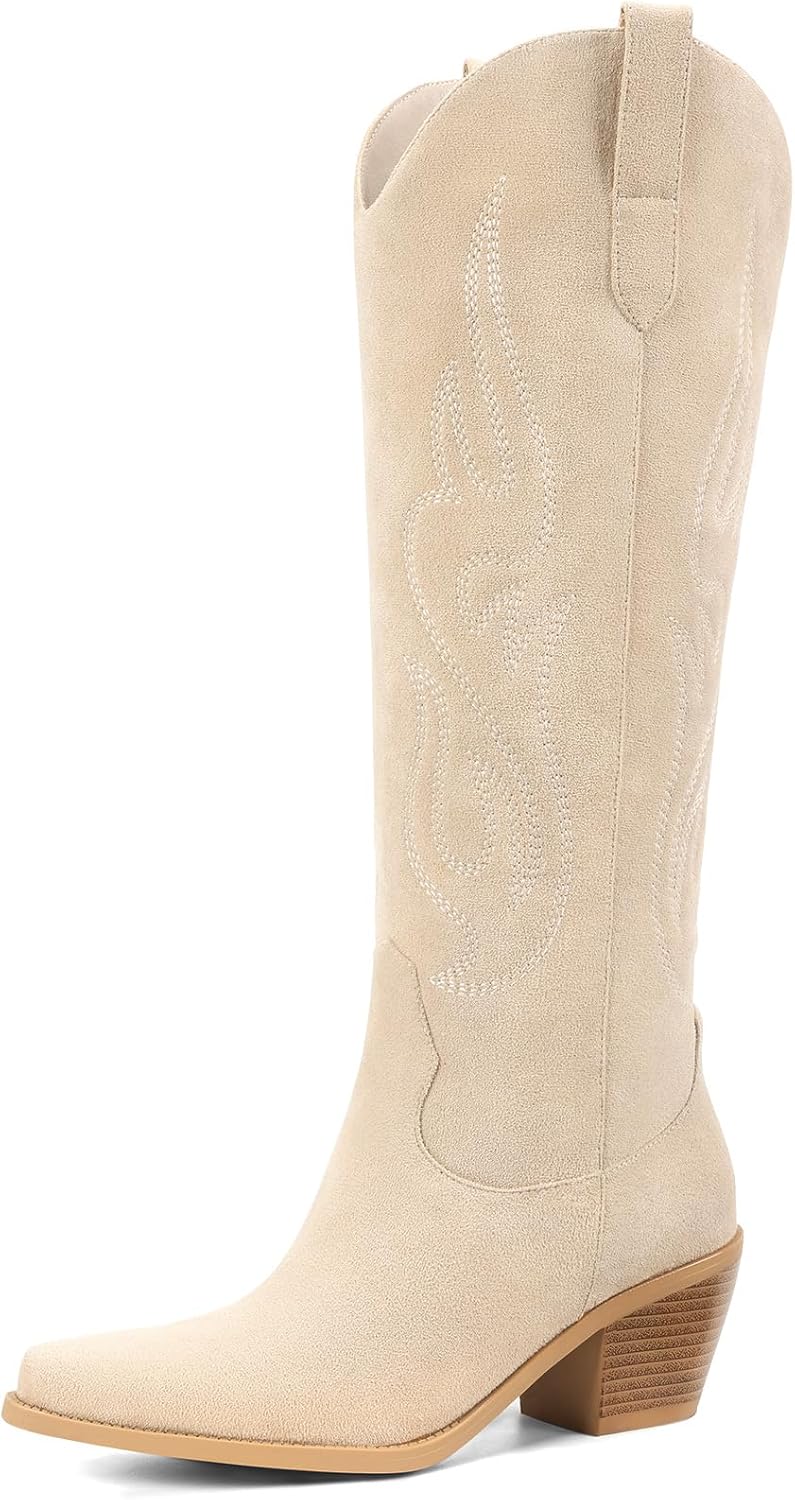 Pasuot Western Cowboy Boots for Women - Knee High Retro Style