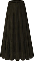 Women's Chiffon White Flowy Maxi Skirt - Boho Pleated A Line Long