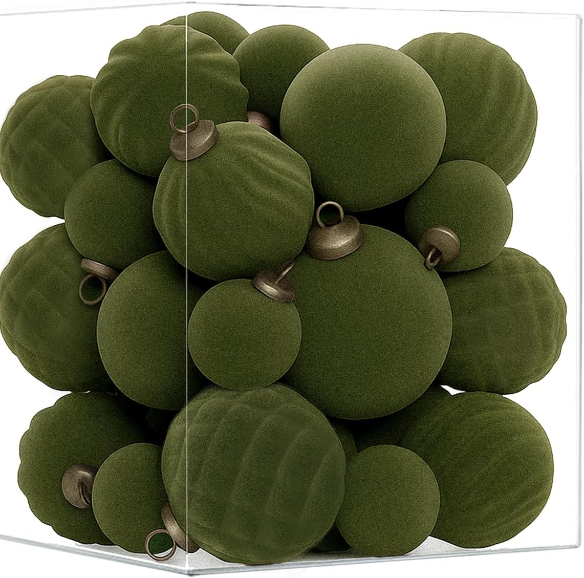 36PCS Velvet Christmas Ornaments Set for Holiday Decor