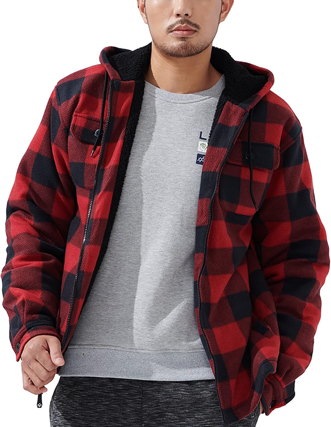 Heavyweight Sherpa Hoodies for Men - Warm Full Zip Sweatshirts