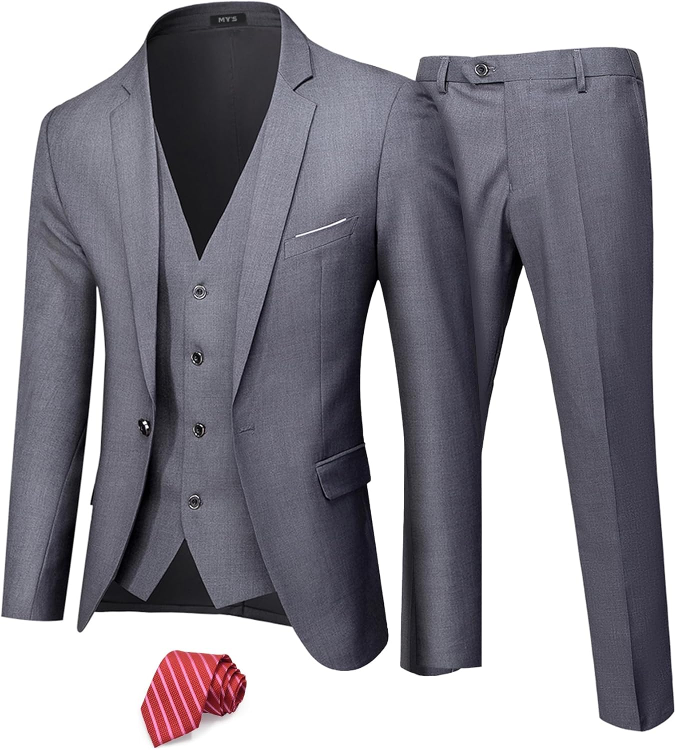MY'S Men's 3 Piece Suit Set with Tie for Any Occasion