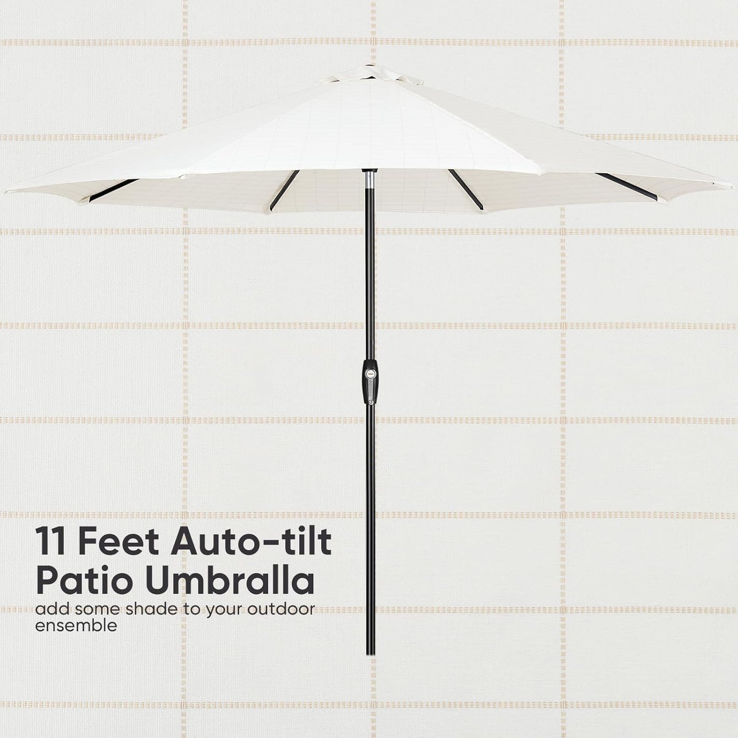 Tempera Patio Market Outdoor Table Umbrella with Auto Tilt