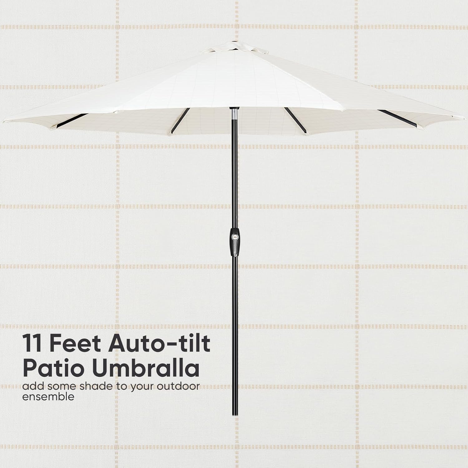 Tempera Patio Market Outdoor Table Umbrella with Auto Tilt