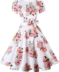 Women's Boatneck 1950s Cocktail Party Dress with Puff Sleeves