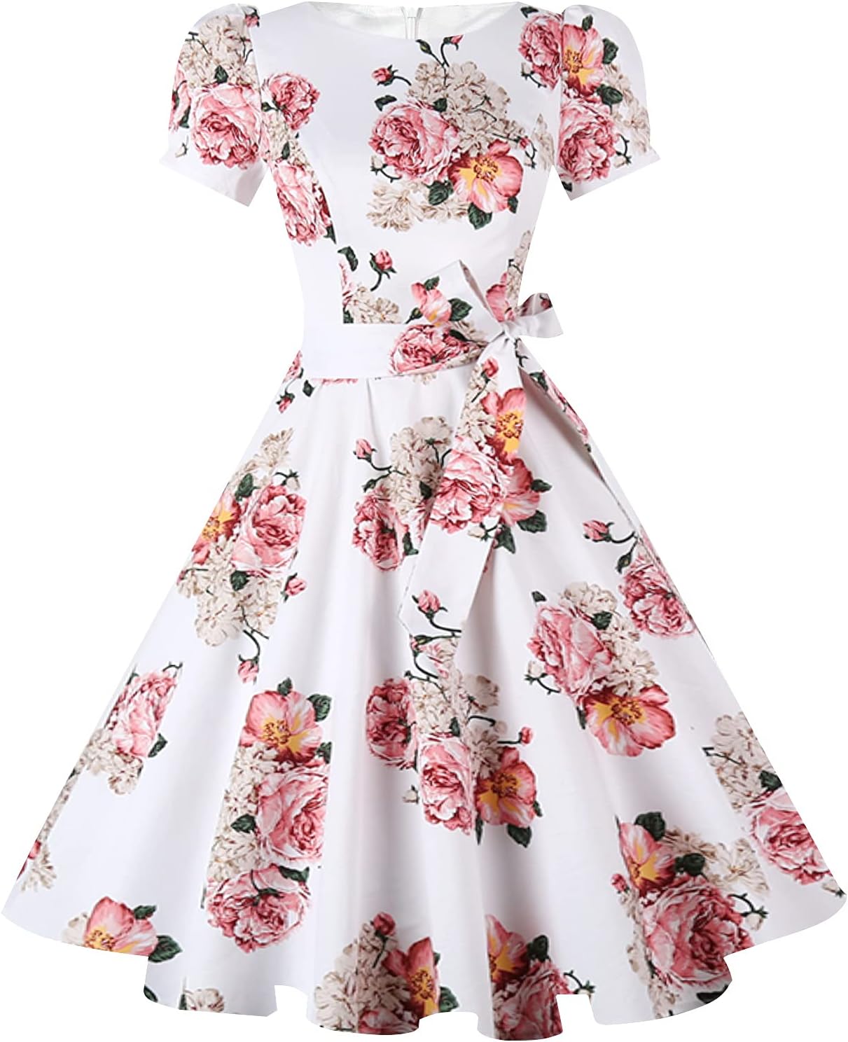 Vintage 1950s Cocktail Party Dress with Puff Sleeves for Women