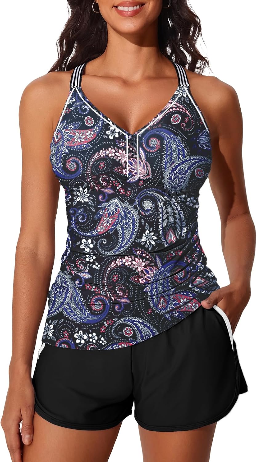 Summer Mae Modest Tankini Swimsuits with Sporty Pockets