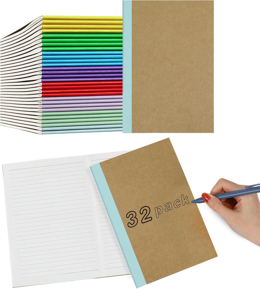 MoKo A5 Kraft Notebook, 32 Pack, College Ruled, 60 Pages