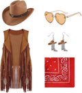 Cowgirl Outfits for Girls - 6 Pcs Western Costume Set
