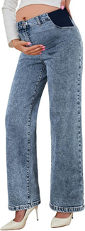 BLENCOT Women's Maternity Jeans with High Waist Straight Fit