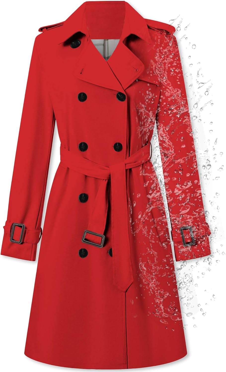 Double Breasted Waterproof Trench Coat for Women - Stylish Overcoat