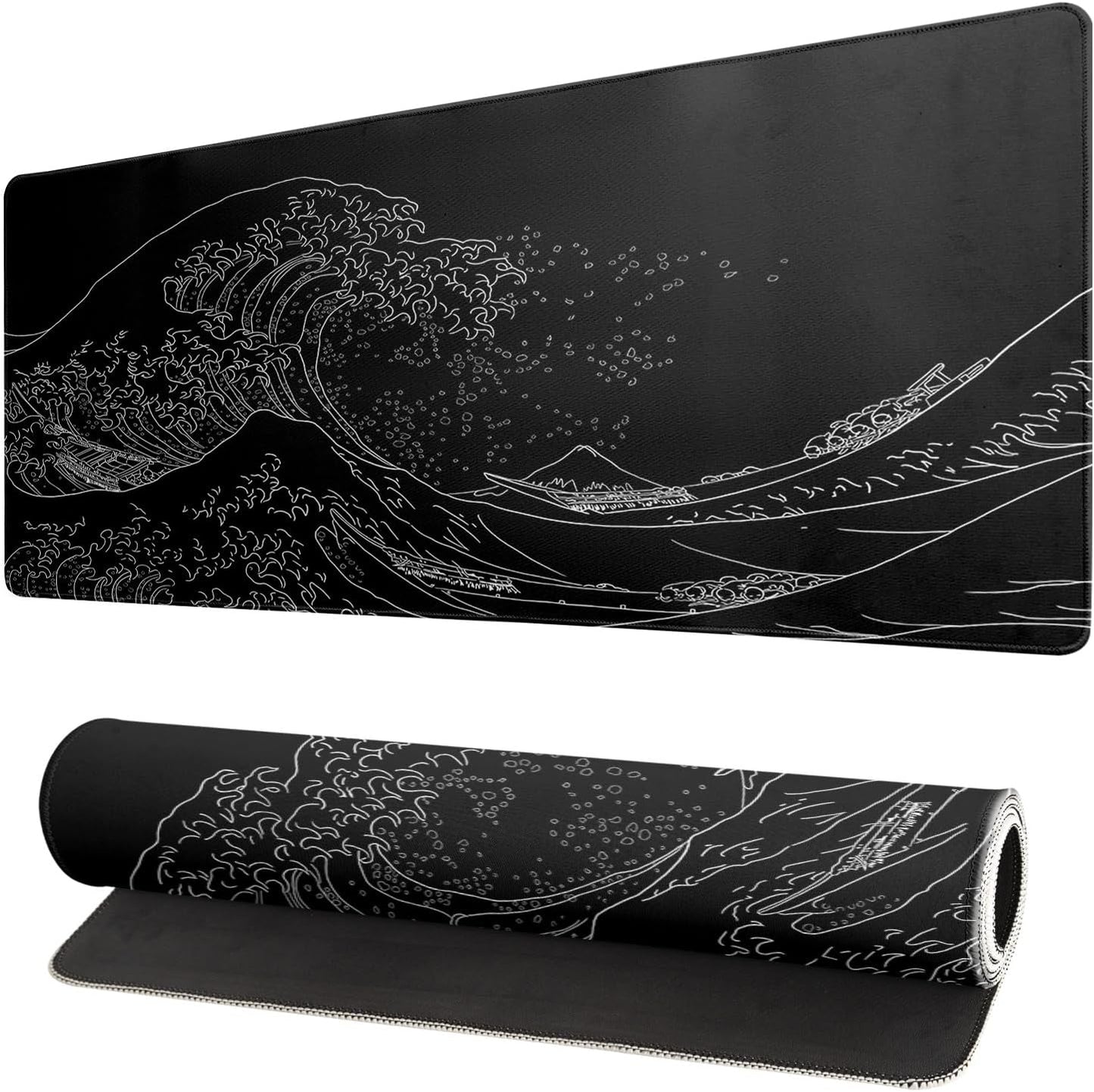Brecoy Japanese Sea Wave Gaming Pad - XL Size, Non-Slip Base