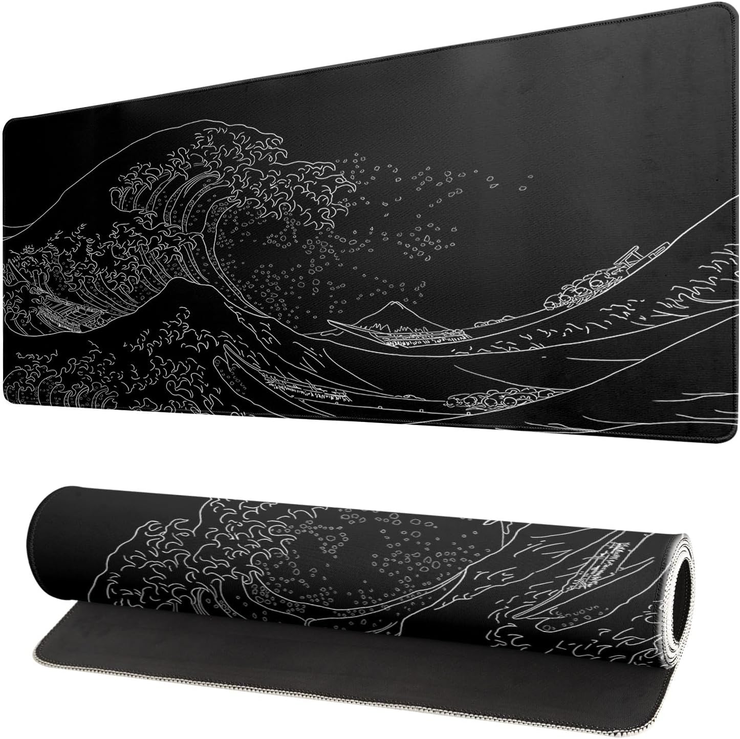 Brecoy Japanese Sea Wave Gaming Pad - XL Size, Non-Slip Base