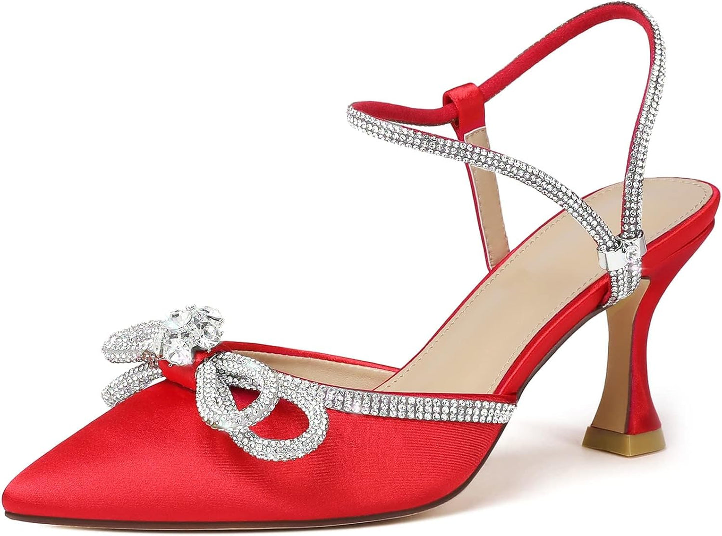 Susanny Women's Closed Toe Rhinestone Wedding Low Heel Shoes