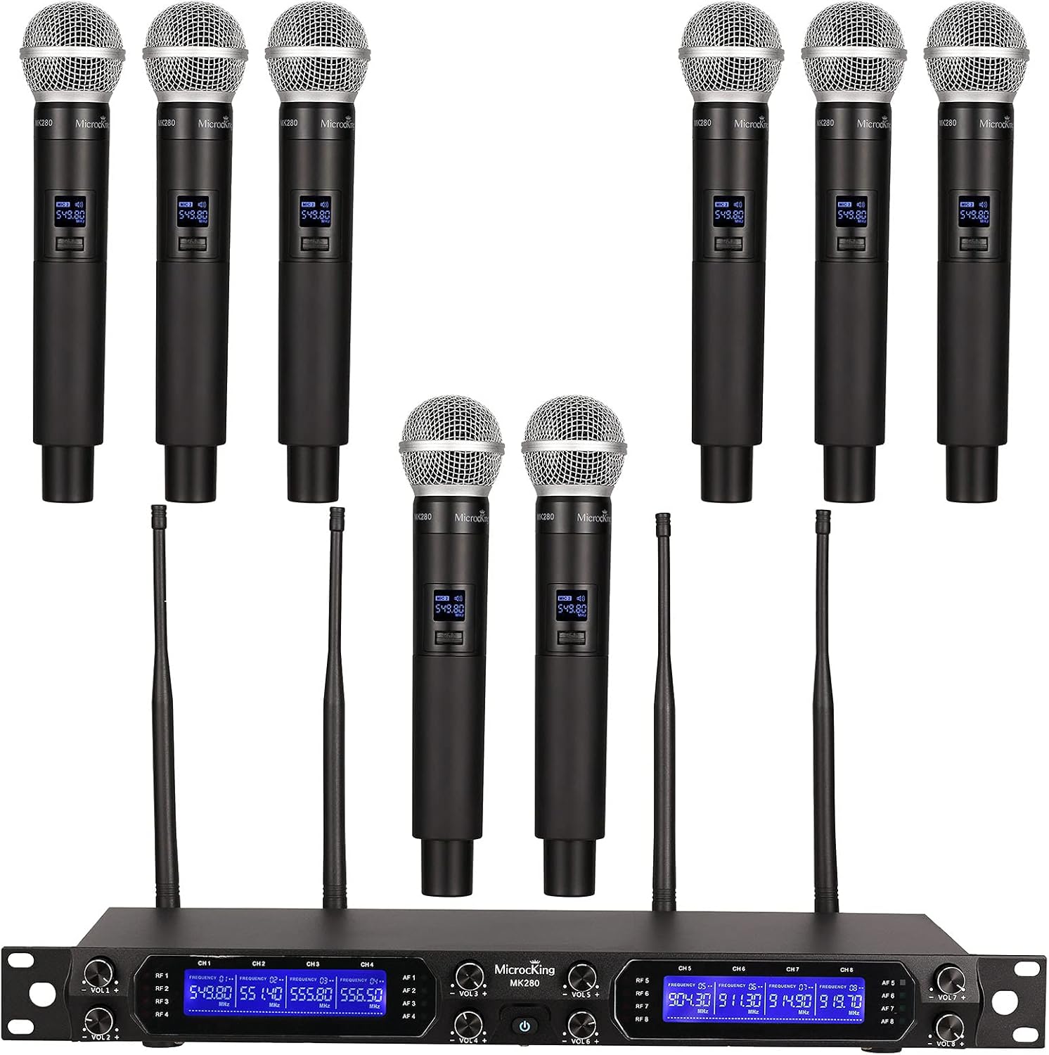 MicrocKing 8-Ch UHF Wireless Mic System - 400ft Range!