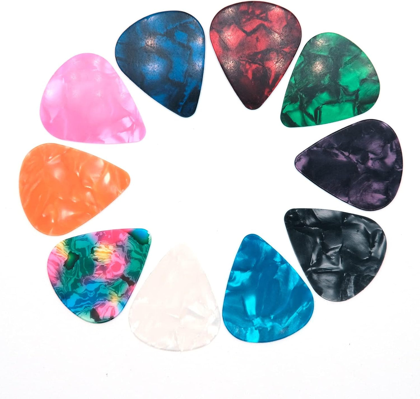 Colorful Celluloid Guitar Pick Set - 3 Thicknesses!