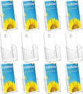 12 Pack Acrylic Brochure Holder 4x9 in Slant Back Design - Clear Table