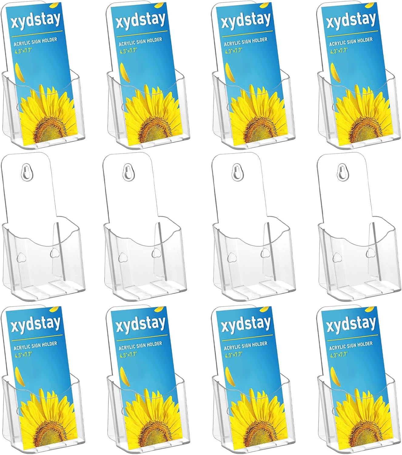 12 Pack Acrylic Brochure Holder for Clear Display and Organization