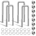 4 Pcs Hot Dipped Galvanized Square U-Bolts 1/2in D x 2-1/16in W