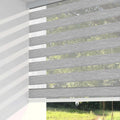 Cordless Zebra Blinds for Windows 33 in x 72 in Grey - Dual Layer