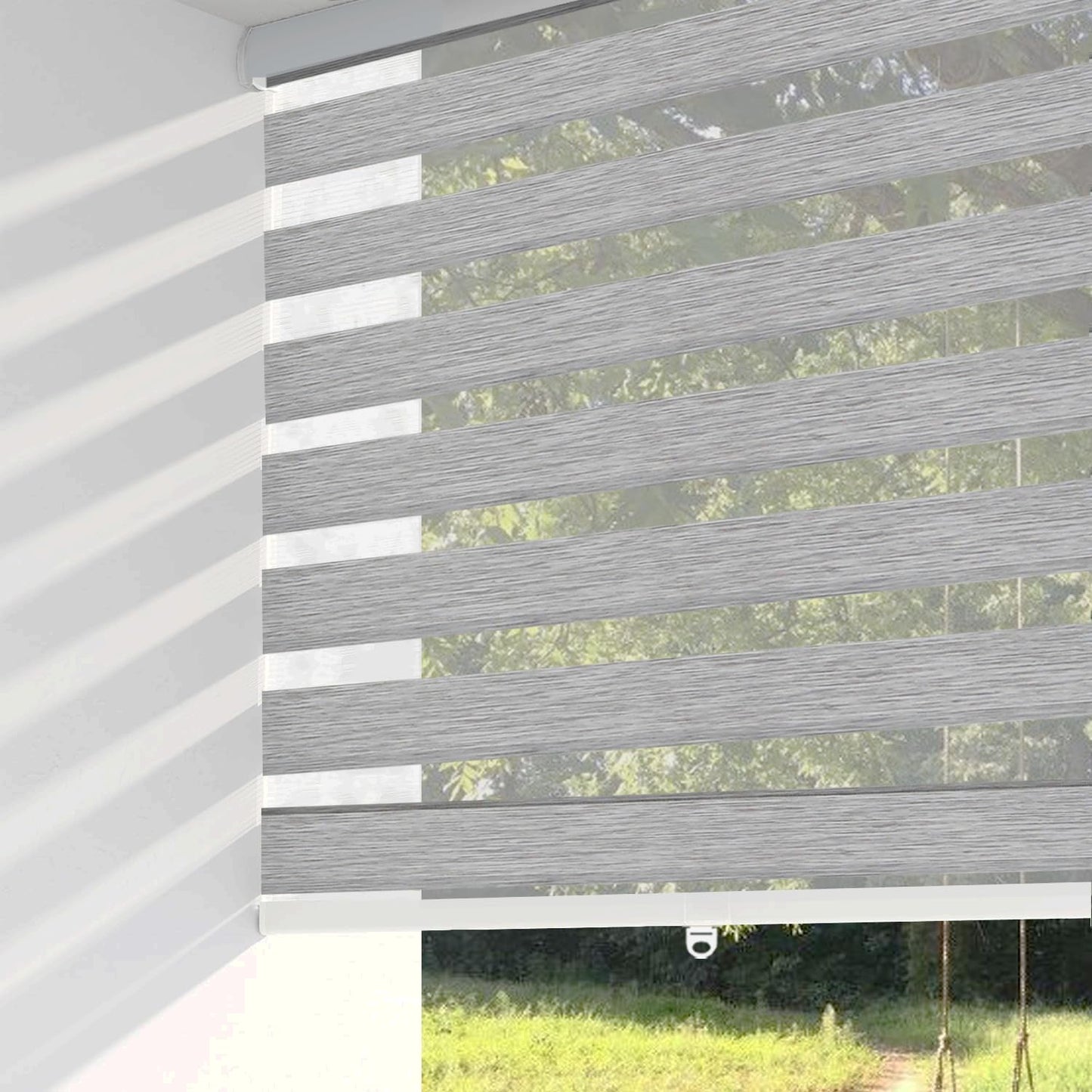 Shadesu Cordless Zebra Blinds for Windows, 57in x 72in Grey