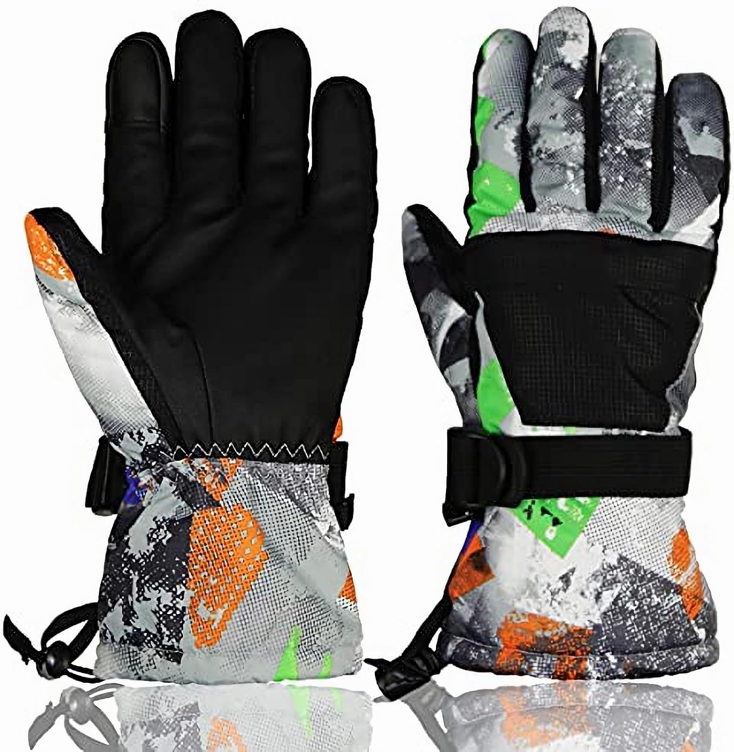 Waterproof Touch Screen Ski Gloves - Youth & Adult Sizes - Black