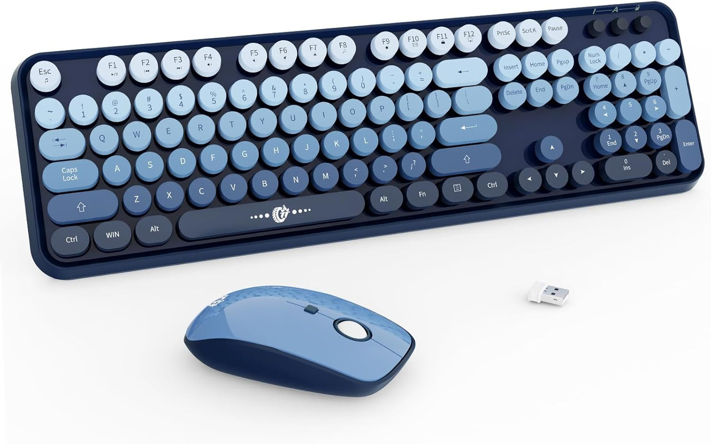 FOPETT Retro Wireless Keyboard & Mouse - Colorful Combo for Stylish Typing