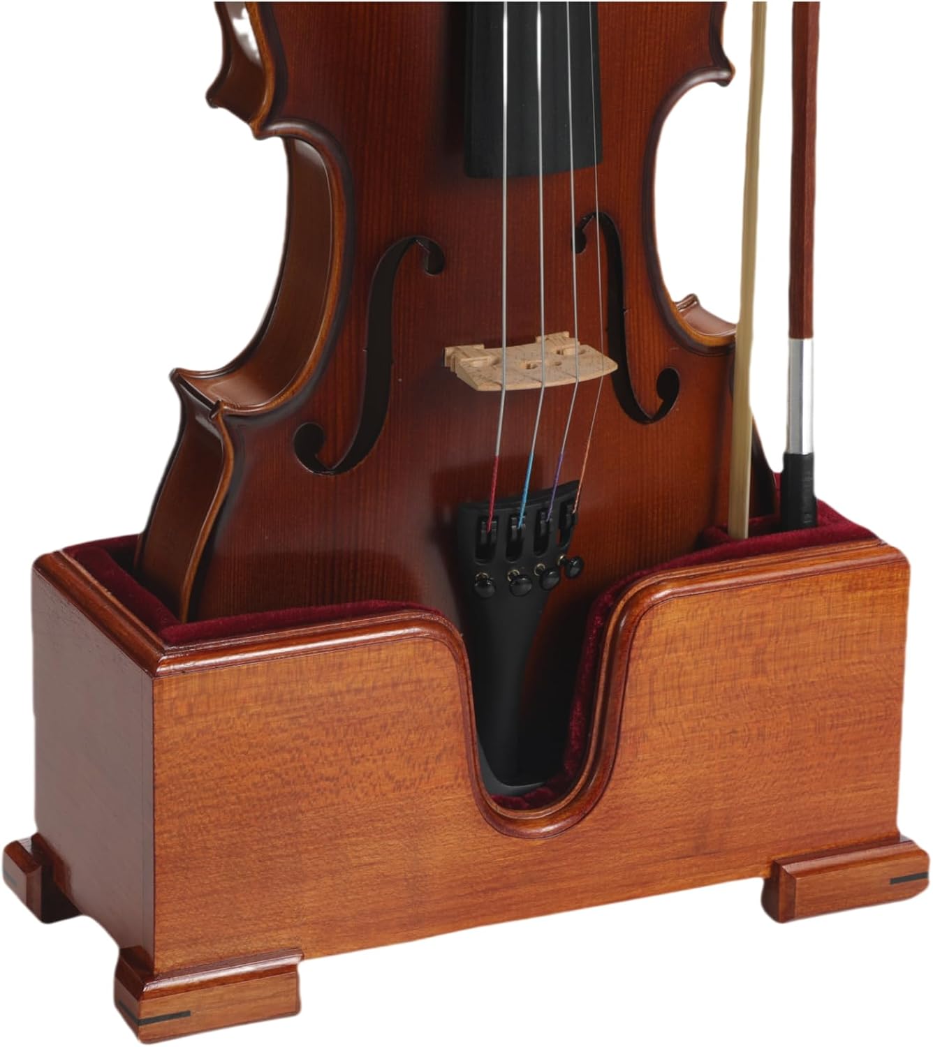 Wooden Violin Holder Stand with Velvet Protection for Display