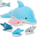 Dolphin Stuffed Animal with 4 Babies - Realistic 5-in-1 Plush Gift