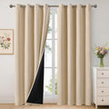 YoungsTex Beige 100% Blackout Curtains 84 in Length - Full Room