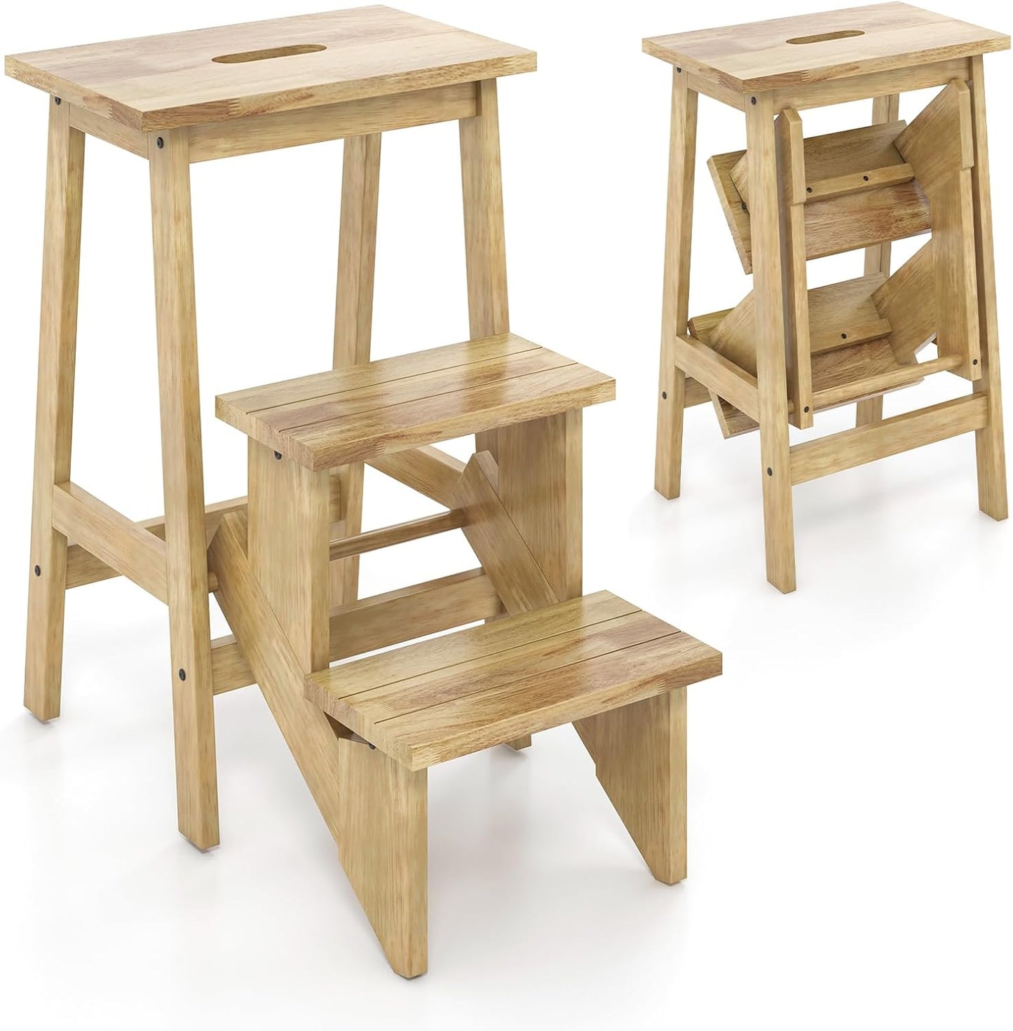 Costzon Folding 3 Step Stool: Versatile Wooden Step Ladder