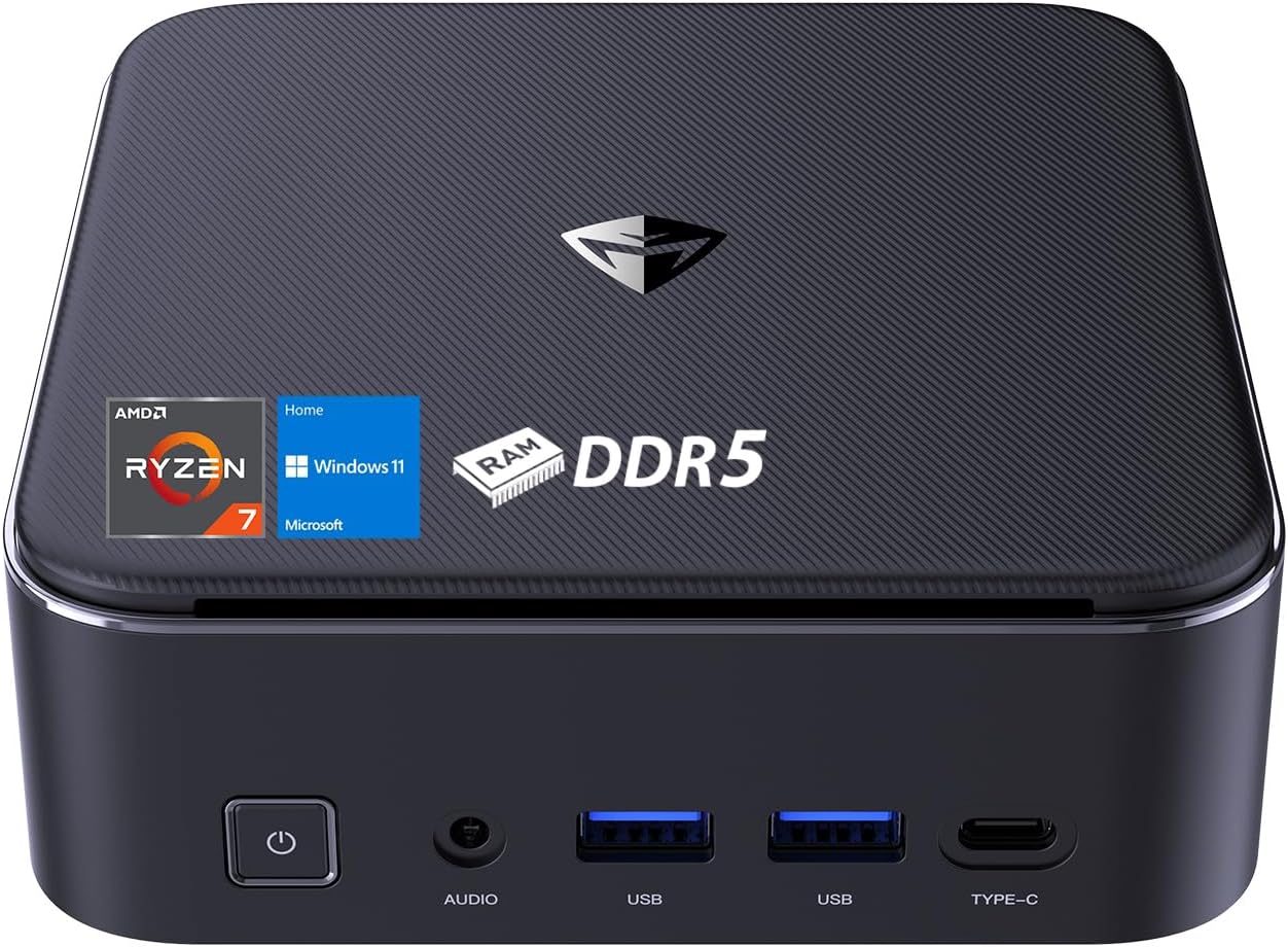 Machenike AI Mini PC Desktop with Ryzen 7 and Dual Ethernet Ports