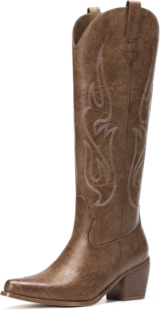 Pasuot Western Cowboy Boots for Women - Stylish Knee High Design