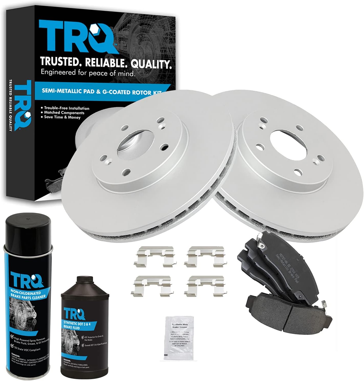 TRQ Front Brake Pad & Rotor Kit for Acura and Honda Vehicles