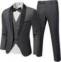 Hihawk Mens 3 Piece Tuxedo Set with Bow Tie - Slim Fit Classic