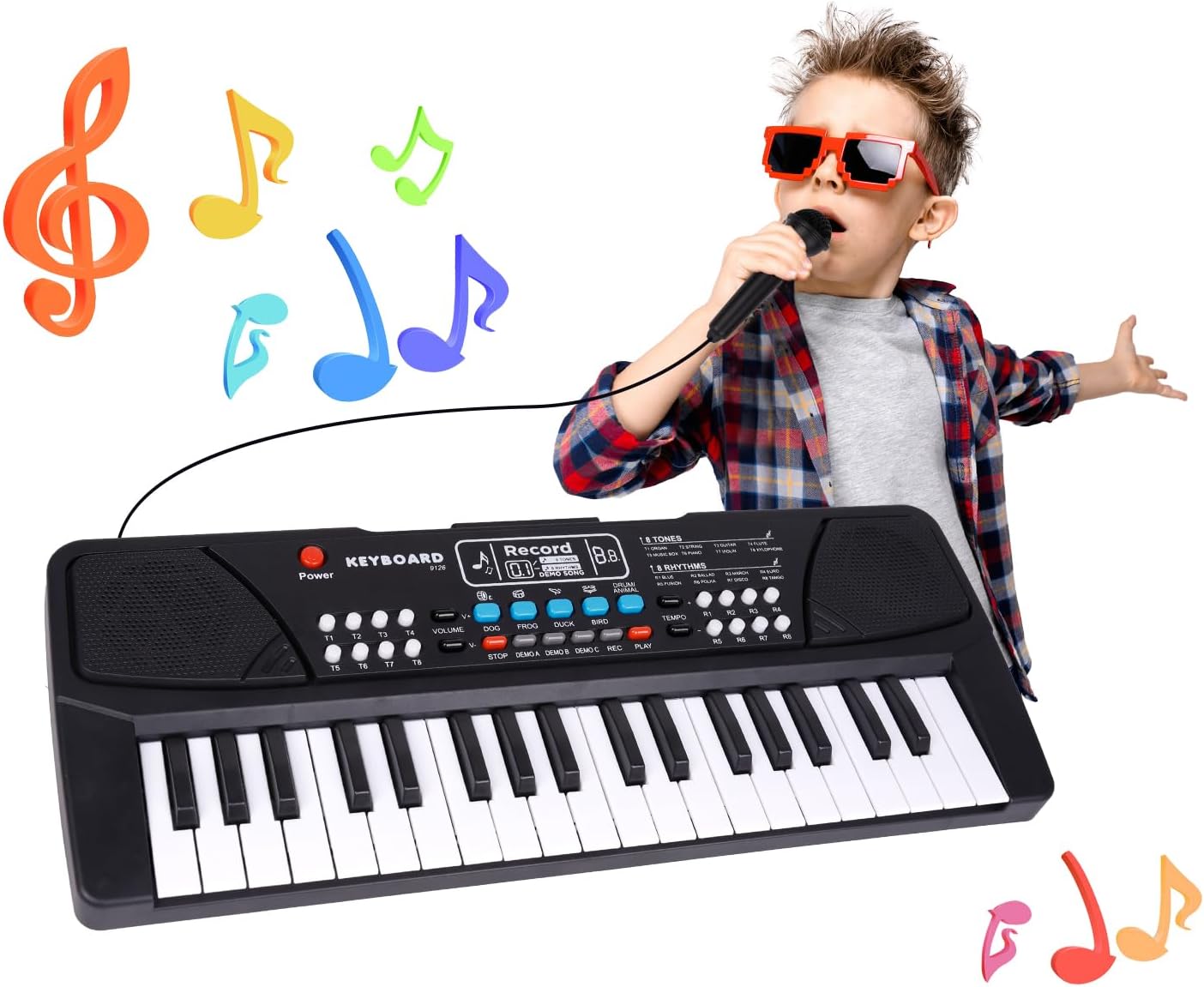 Interactive 37-Key Kids Piano with Microphone by M SANMERSEN