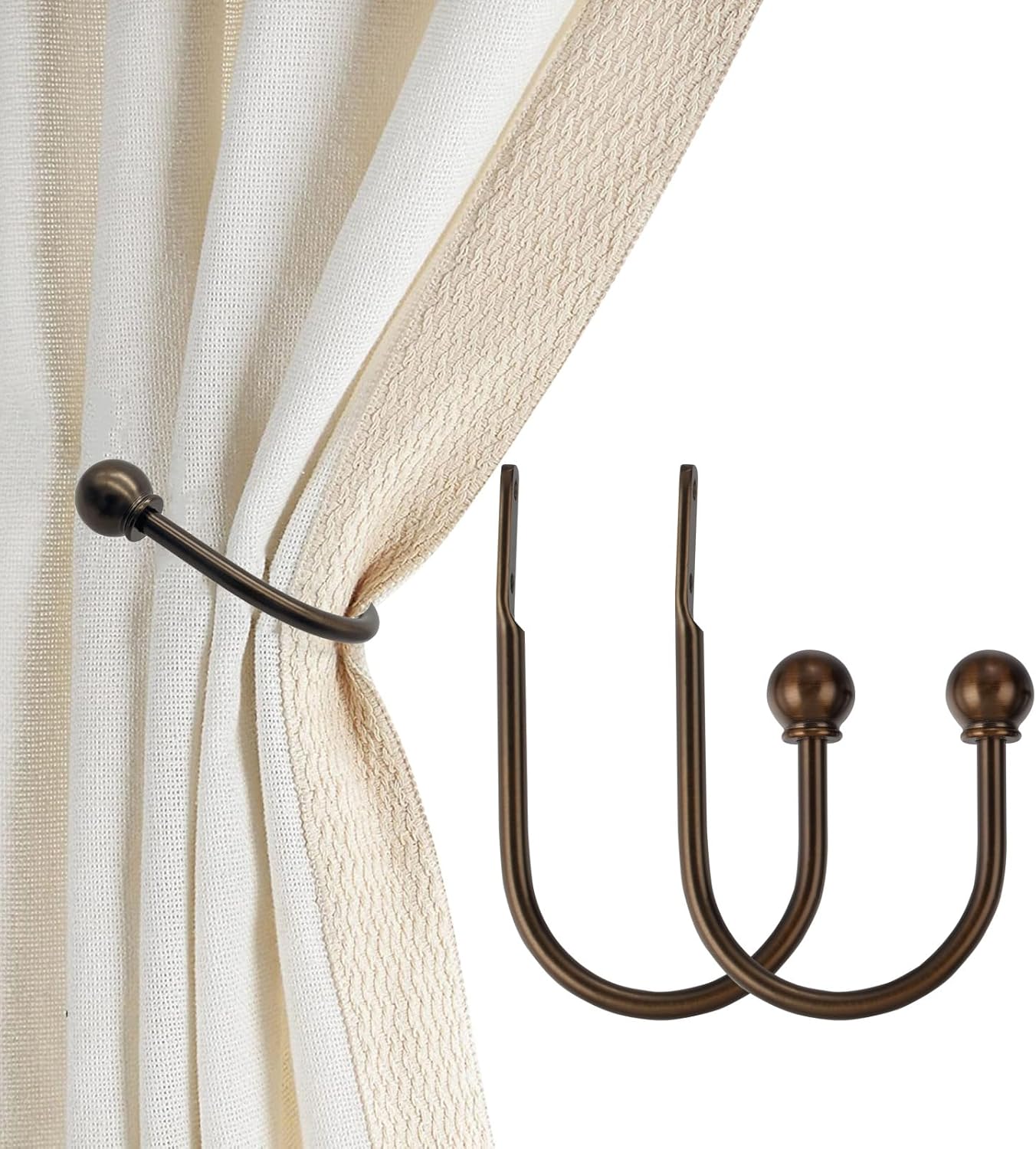 ARNORX Solid Steel Curtain Holdbacks - Elegant Ball End Design