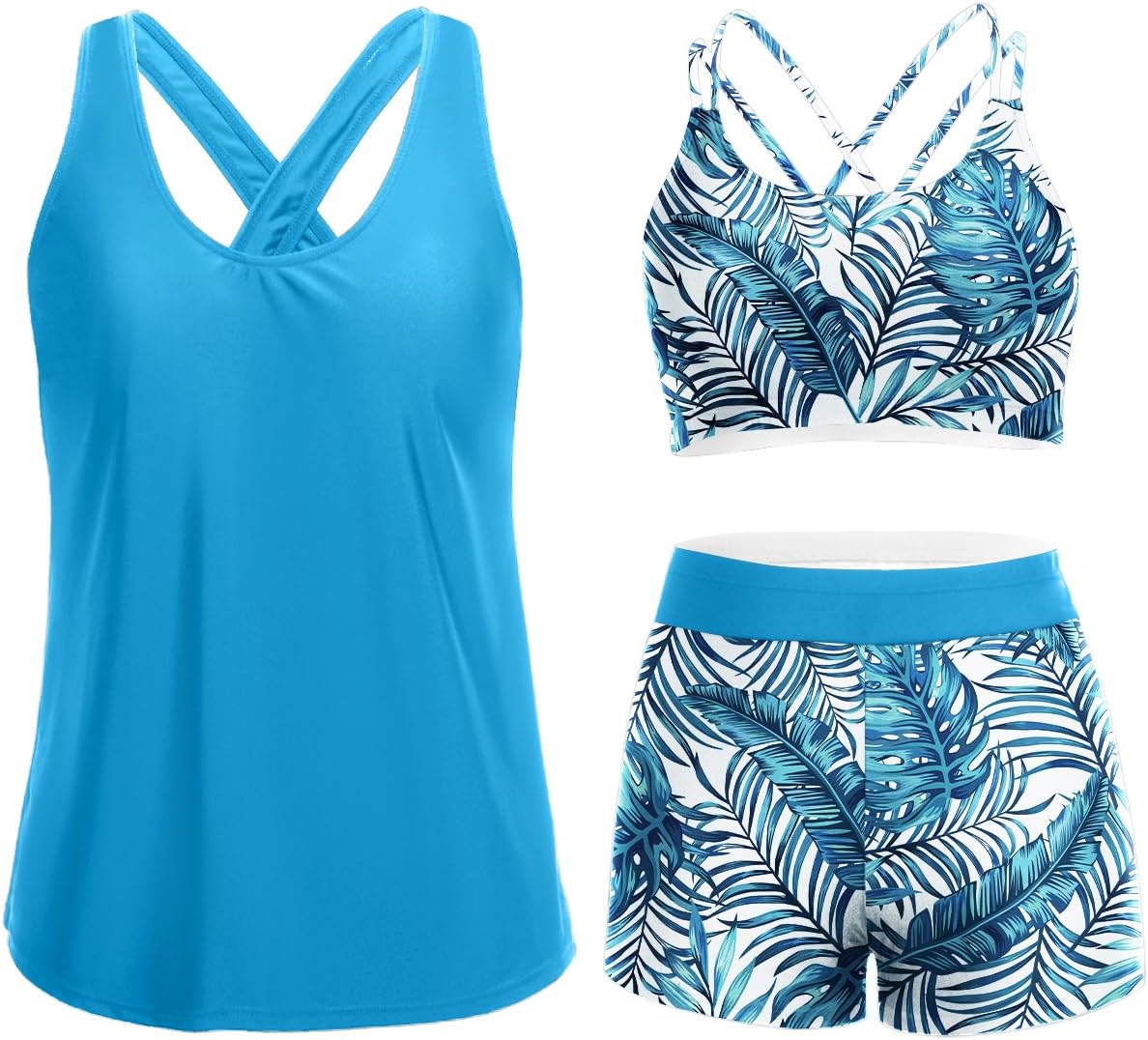 Stylish 3 Piece Tankini Swimsuits for Women with Tummy Control