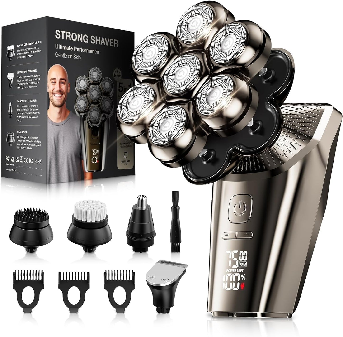 SHPAVVER 9 in 1 Head Shavers for Bald Men with LED Display