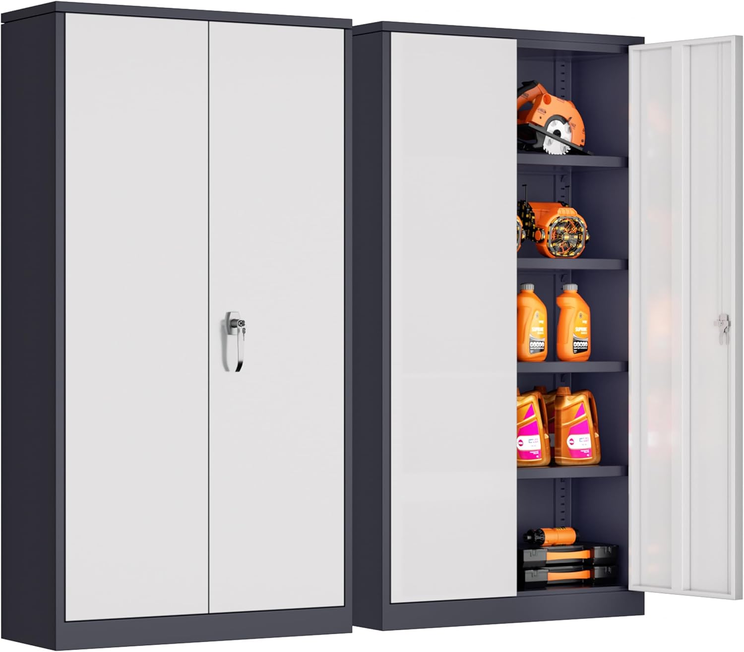 INTERGREAT Metal Storage Cabinet for Garage with Adjustable Shelves