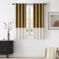 Color Block Velvet Window Curtains Panels 63 in - Gold Ivory Luxury