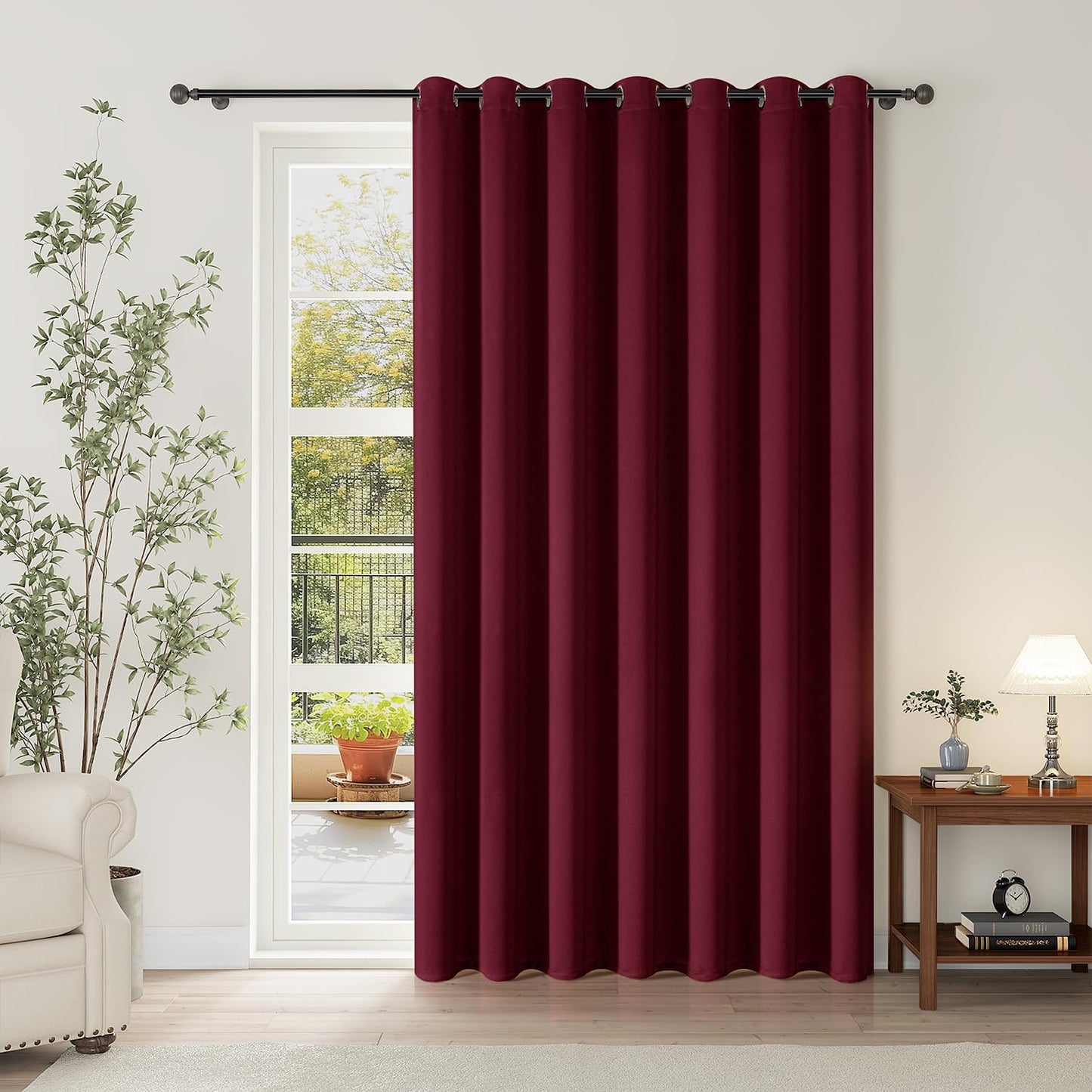 Room Divider Curtain for Privacy and Energy Efficiency - Burgundy Red