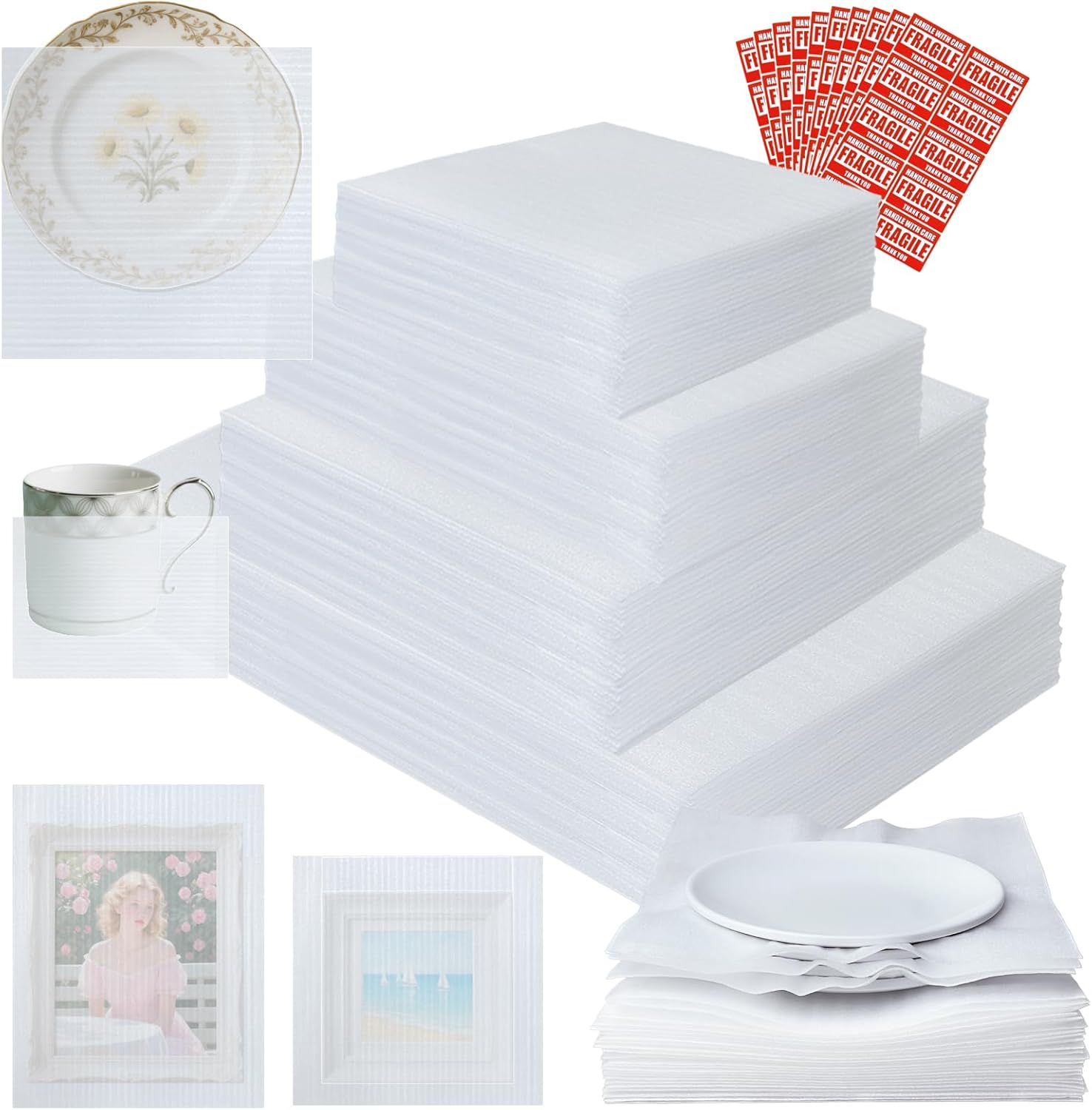 350 Pcs Dish Packing Supplies for Moving with Foam Pouches